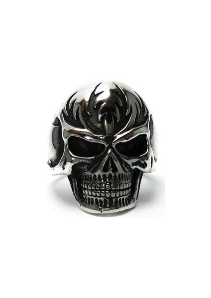Gotik Maskeli Kurukafa Gümüş Erkek Yüzüğü
