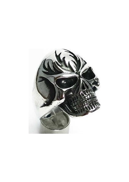 Gotik Maskeli Kurukafa Gümüş Erkek Yüzüğü