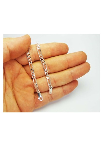Figaro Gümüş Erkek Bileklik Künye Orta 5mm 6,5Gr