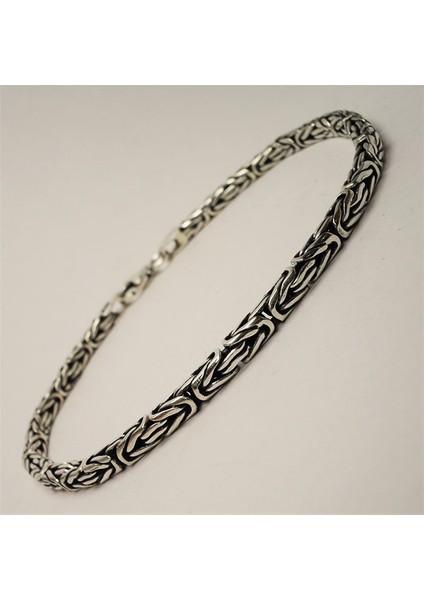 Gümüş Kral Zincir Erkek Bileklik 3Mm Orta Kalınlıkta