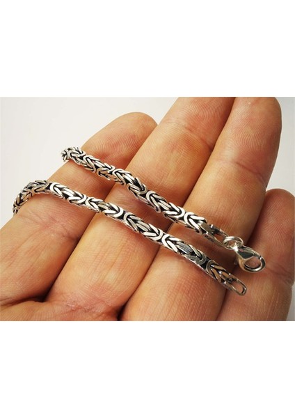 Gümüş Kral Zincir Erkek Bileklik 3Mm Orta Kalınlıkta fırsatları