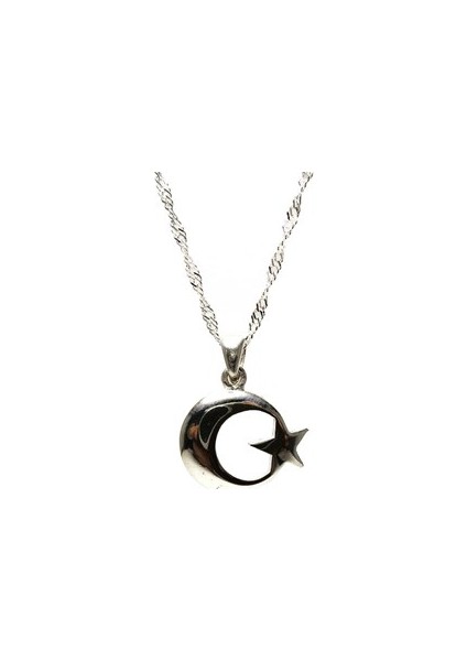 Türk Bayraği Ayyıldız Gümüş Bayan Kolye