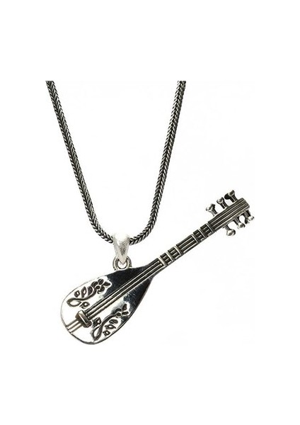 Bağlama Saz Erkek Gümüş Kolye