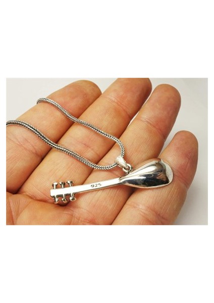 Bağlama Saz Erkek Gümüş Kolye modelleri