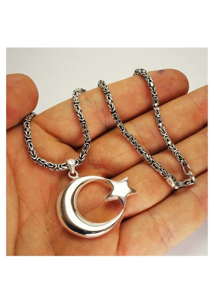 Gümüş Ayyıldız Kral Erkek Kolye Zincir