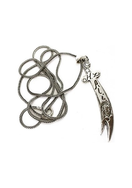 Hz.Ali Zülfikar Erkek Gümüş Kolye Zincir Büyük Boy modelleri