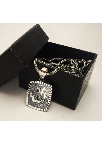 Kalem İşçilikli Allah Yazılı Erkek Gümüş Kolye Zincir modelleri