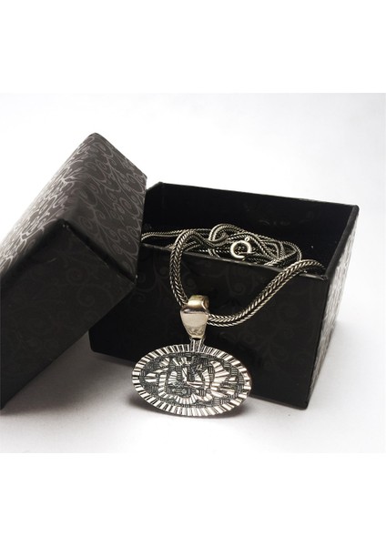 Kalem İşi Besmele Yazılı Erkek Gümüş Kolye Zincir modelleri