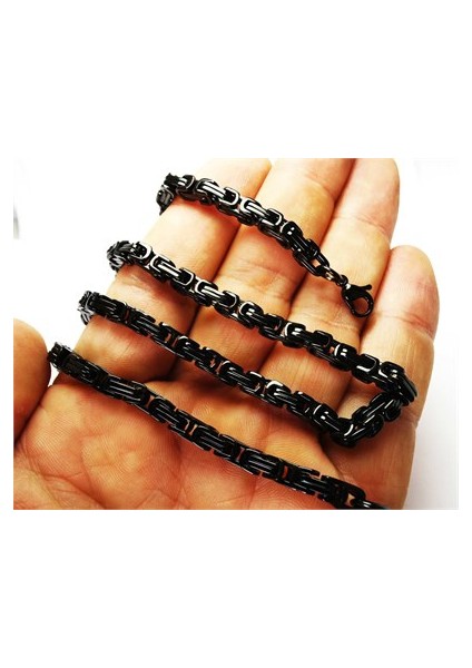 Erkek Çelik Zincir Kolye + Bileklik Set