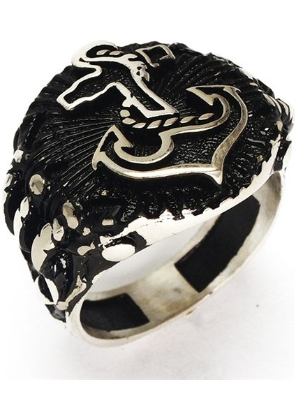 Çapa Ayyıldız Figürlü Gümüş Erkek Yüzük modelleri