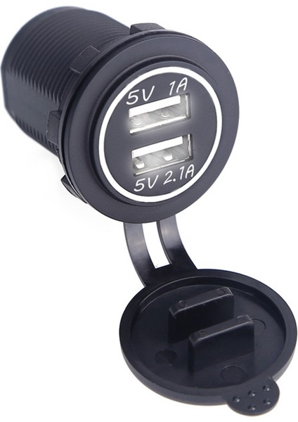 Oto USB Şarj Soketi 5V 2.1A / 1A Beyaz Işık