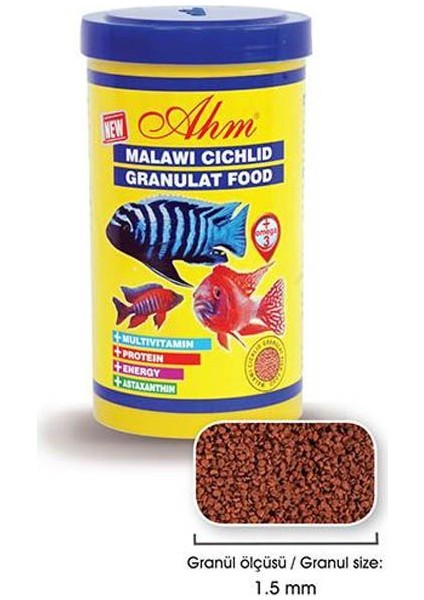 Malawi Cichlid Granulat Etçil Balık Yemi 250 Ml