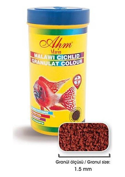 Malawi Cichlid Granulat Colour Renklendirici Balık Yemi 250 Ml