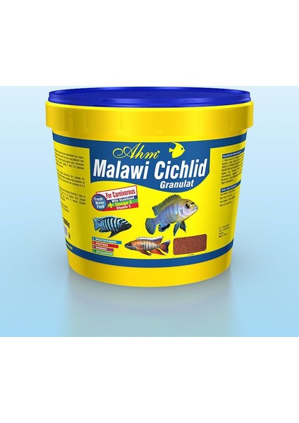 Malawi Cichlid Granulat Etçil Balık Yemi Kova 3 Kg