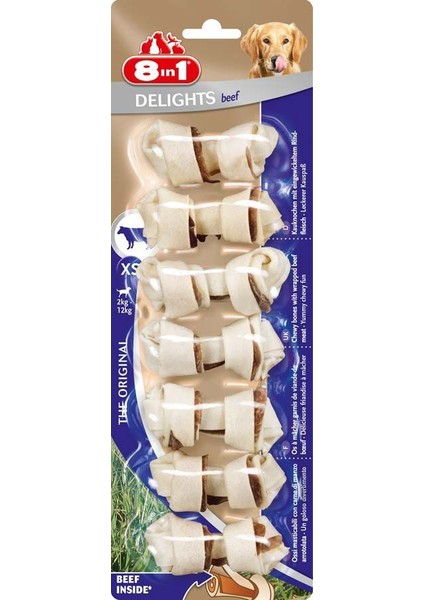 8 In 1 Delights Bones Biftekli Ağız Bakım Kemiği Xs Boy 7'Li 84 Gr