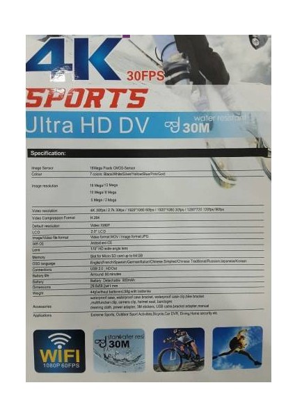 Hk 303 4K Sports Aksiyon Kamera Wifi fiyatları