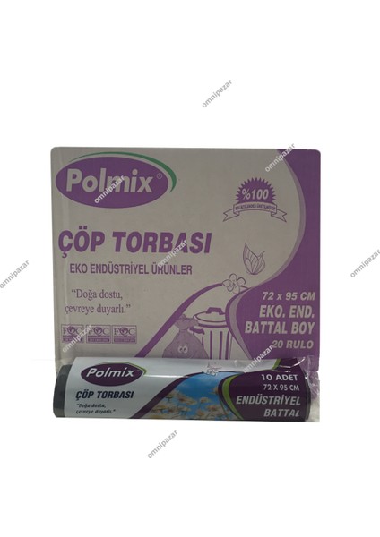 Endüstriyel Battal Boy Çöp Torbası 72 x 95 Cm Siyah