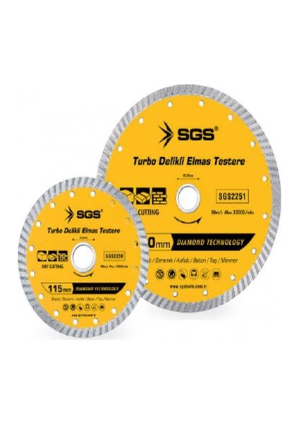 115Mm Turbo Delikli Elmas Testere Sgs2250 (1 Adet)