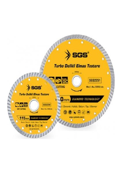 230Mm Turbo Delikli Elmas Testere Sgs2252 (1 Adet)