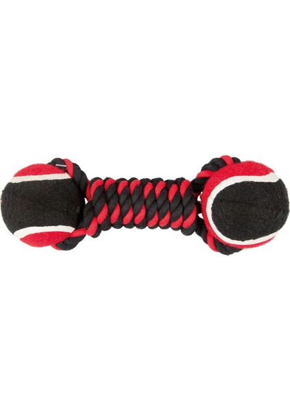 Çift Toplu İp Sargı 2 Toplu Köpek Oyuncağı (Kırmızı/Siyah) 22 Cm