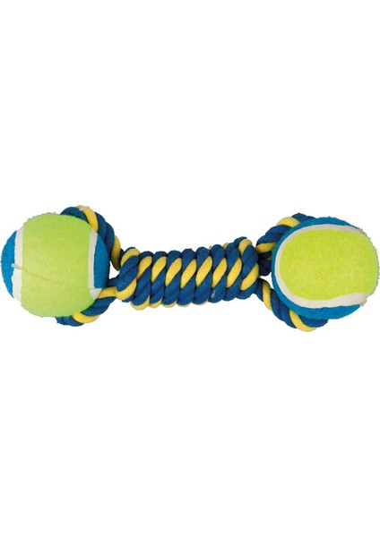 Çift Toplu İp Sargı Köpek Oyuncağı (Mavi/Sarı) 22 Cm