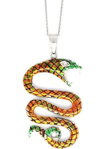 Altınsepeti Gümüş Renkli Mineli Yılan Kolye G566Kl