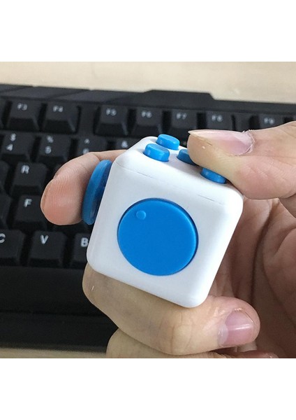 Stres Küpü Mavi Beyaz - Fidget Cube Blue White