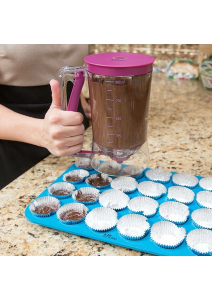 Kitchen Batter Dispenser / Ölçekli Hamur Dağıtıcı Pankek Cupcake Akıtma Yapma Makinesi