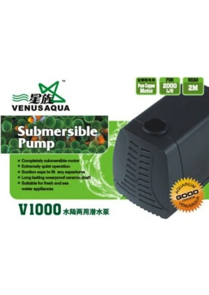 Akvaryum Kafa Sump Motoru V1000 2000 Lt / Saat 40 Watt