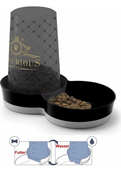 Trendy Luxurious Hazneli Kedi Köpek Mama Su Kabı 1,5 Lt