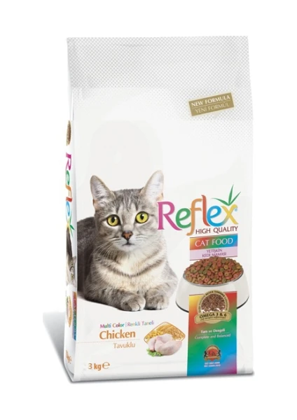 Tavuklu Renkli Yetişkin Kedi Maması 3 Kg