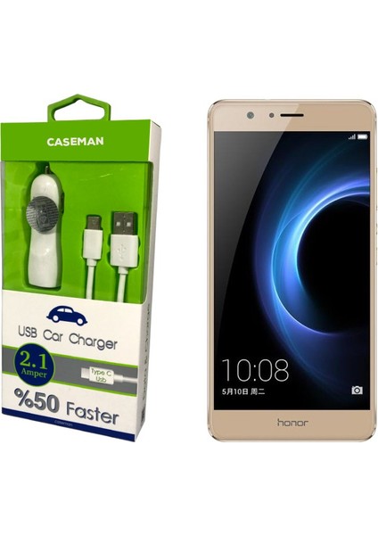 Huawei Honor V8 Araç Şarj Cihazı Adaptör + Data Kablosu Hızlı Şarj Özellikli