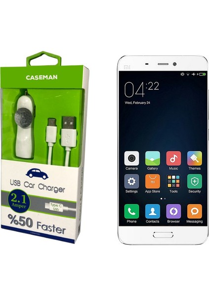 Xiaomi Mi5 Araç Şarj Cihazı Adaptör + Data Kablosu Hızlı Şarj Özellikli