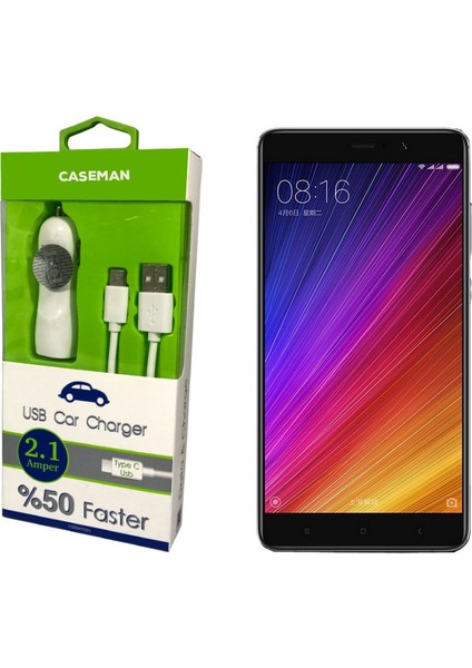 Xiaomi Mi5S Plus Araç Şarj Cihazı Adaptör + Data Kablosu Hızlı Şarj Özellikli
