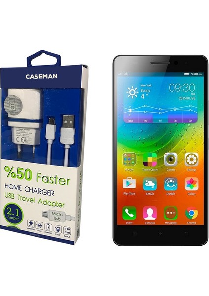 Lenovo A7000 Şarj Cihazı Seyahat Tipi Adaptör + Data Kablosu Hızlı Şarj Özellikli