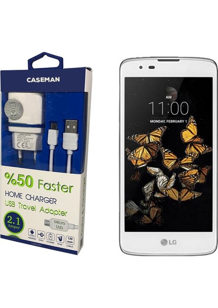 LG K8 Şarj Cihazı Seyahat Tipi Adaptör + Data Kablosu Hızlı Şarj Özellikli