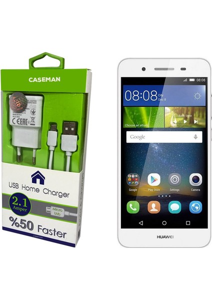 Huawei GR3 Şarj Cihazı Ev Tipi Adaptör + Data Kablosu Hızlı Şarj Özellikli