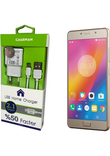 Lenovo Vibe P2 Şarj Cihazı Ev Tipi Adaptör + Data Kablosu Hızlı Şarj Özellikli
