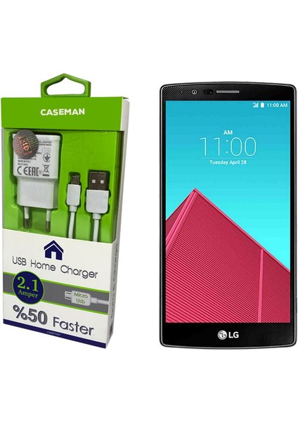 LG G4 Şarj Cihazı Ev Tipi Adaptör + Data Kablosu Hızlı Şarj Özellikli