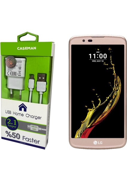 LG K10 Şarj Cihazı Ev Tipi Adaptör + Data Kablosu Hızlı Şarj Özellikli