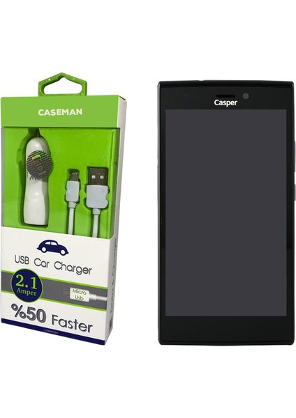 Casper Via V6x Araç Şarj Cihazı Adaptör + Data Kablosu Hızlı Şarj Özellikli