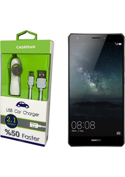 Huawei Mate S Araç Şarj Cihazı Adaptör + Data Kablosu Hızlı Şarj Özellikli