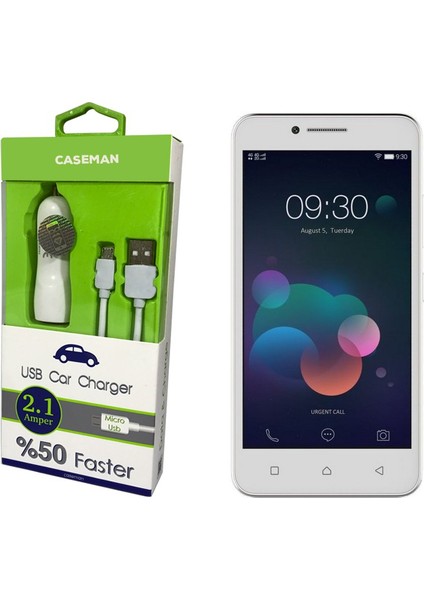 Lenovo A2020 Araç Şarj Cihazı Adaptör + Data Kablosu Hızlı Şarj Özellikli
