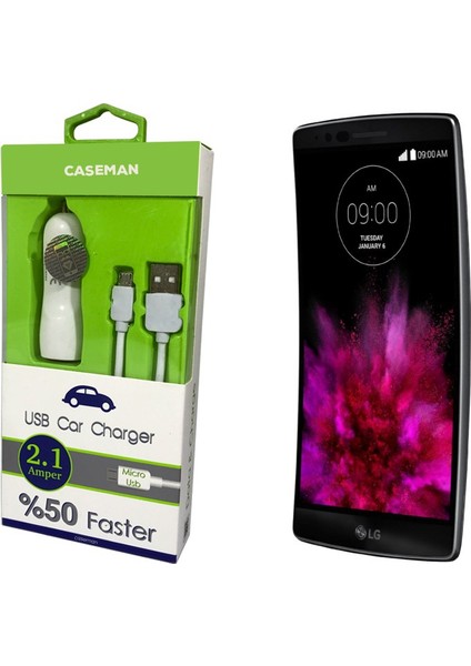 LG G Flex Araç Şarj Cihazı Adaptör + Data Kablosu Hızlı Şarj Özellikli