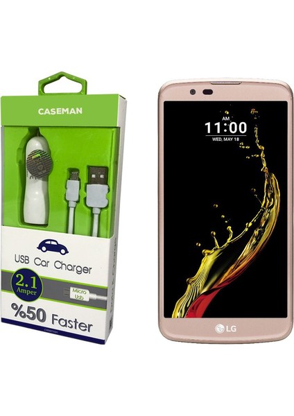 LG K10 Araç Şarj Cihazı Adaptör + Data Kablosu Hızlı Şarj Özellikli