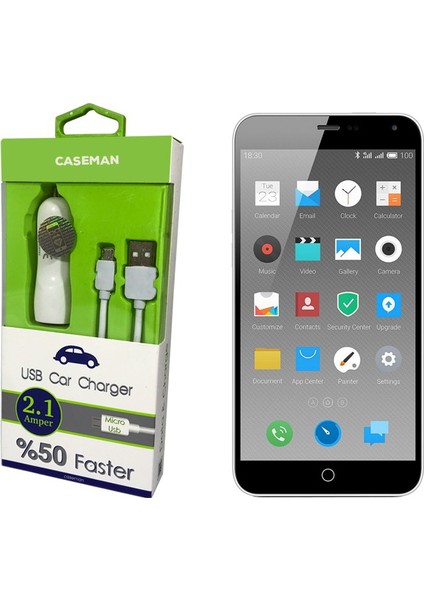 Meizu M1 Note Araç Şarj Cihazı Adaptör + Data Kablosu Hızlı Şarj Özellikli
