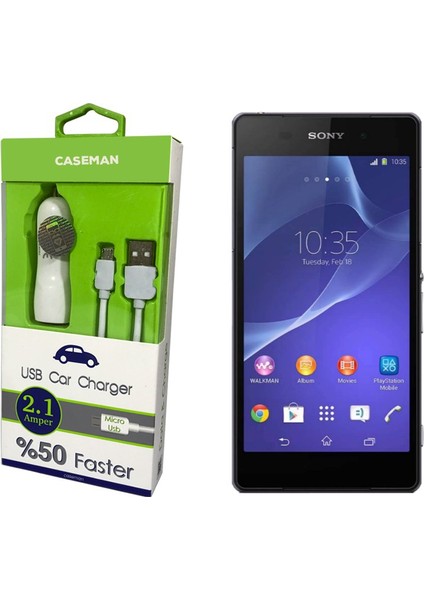 Sony Xperia E4 Araç Şarj Cihazı Adaptör + Data Kablosu Hızlı Şarj Özellikli
