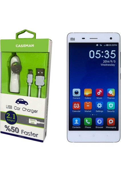 Xiaomi Mi4 Araç Şarj Cihazı Adaptör + Data Kablosu Hızlı Şarj Özellikli