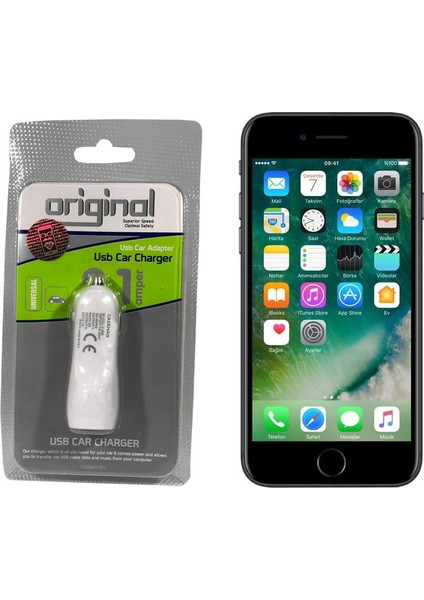 Apple iPhone Uyumlu 7 Araç Şarj Cihazı Hızlı Şarj Özellikli Adaptör