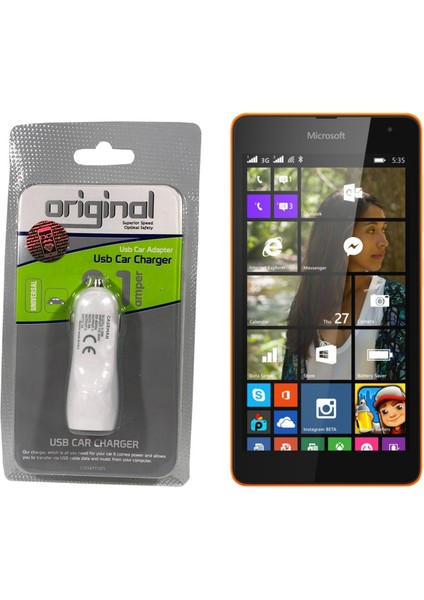 Nokia Lumia 535 Araç Şarj Cihazı Hızlı Şarj Özellikli Adaptör